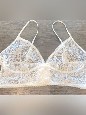INC International Concepts Lace Triangle Bralette - white size L